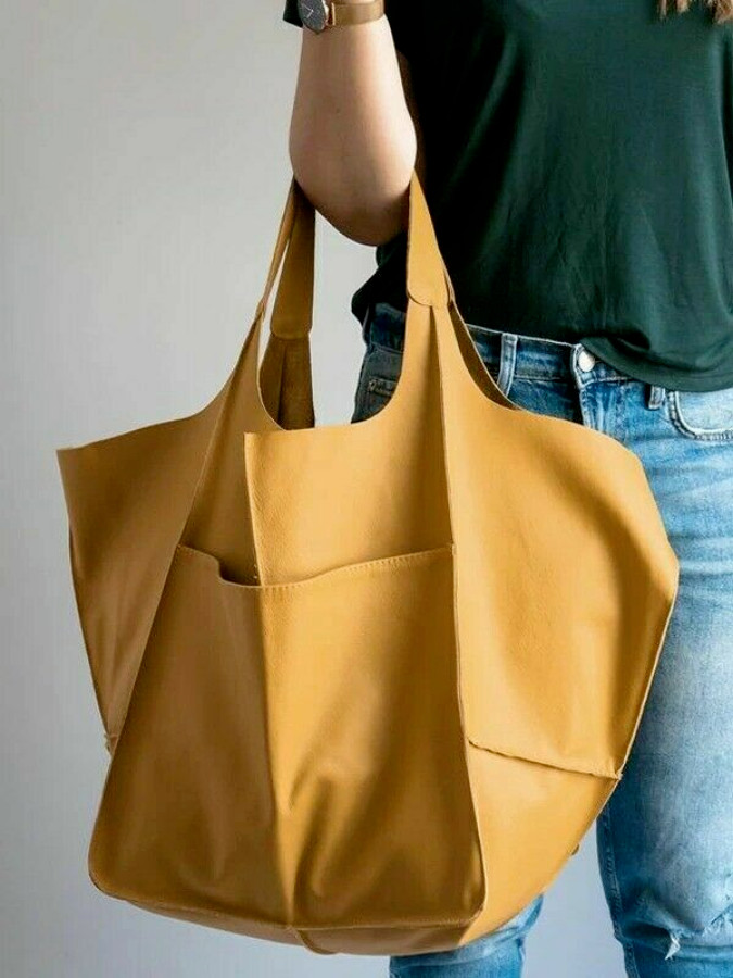 Large Capacity Shopping Bags Soft Leather Casual Tote Shoulder Bag Handbag Women
