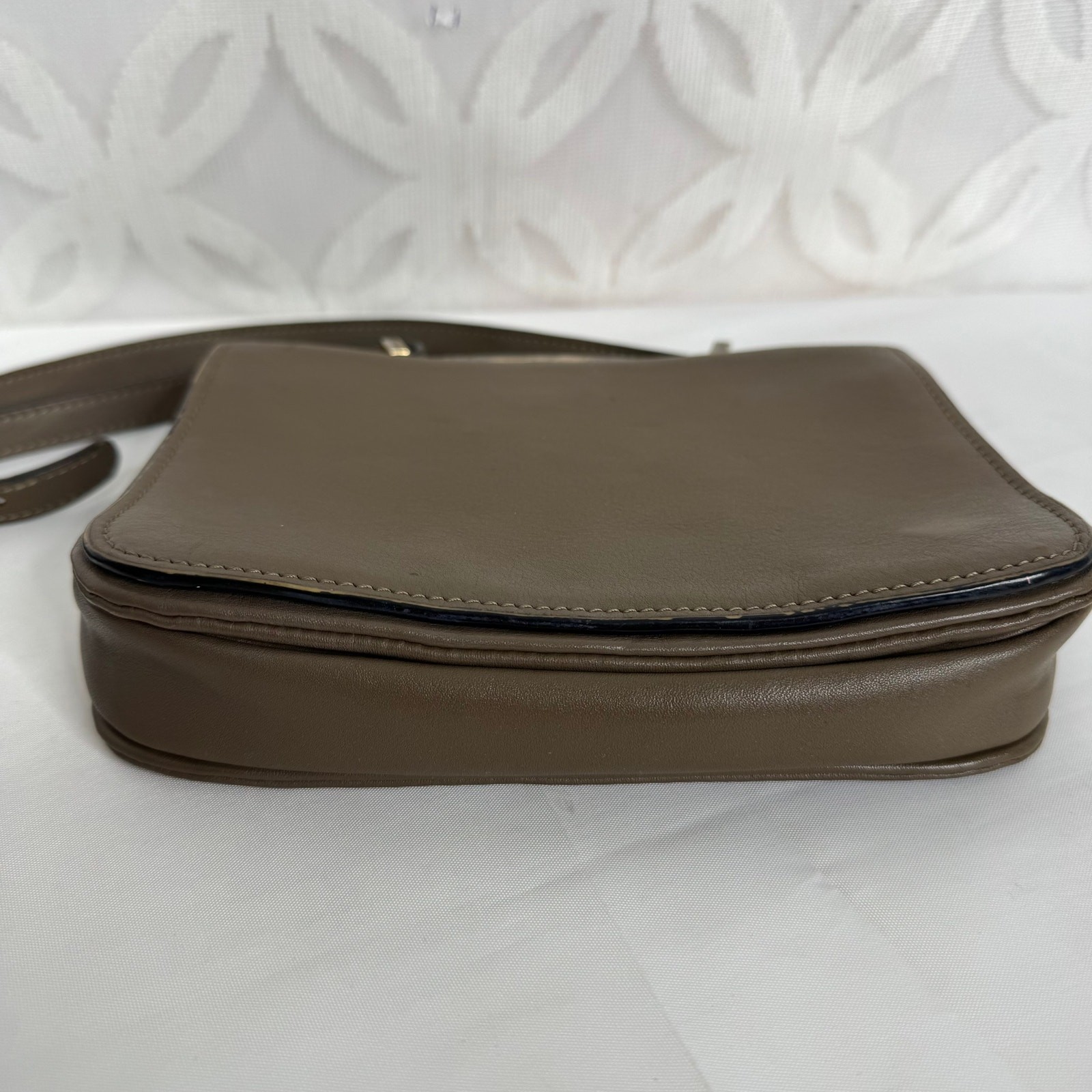 Marni Sculpture Leather Flap Olive Taupe Shoulder Bag