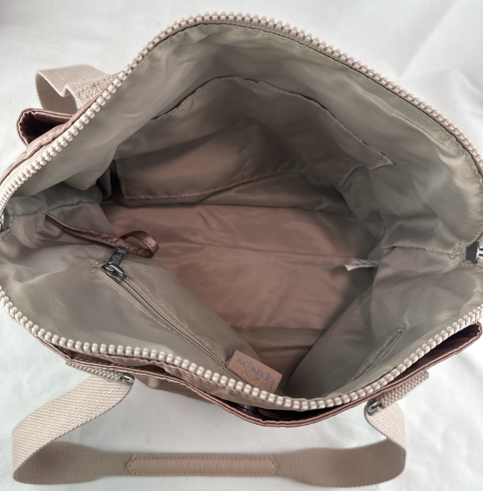 KIPLING Felicity Rose Gold Metallic Pink Purse Top Zipper Key Holder