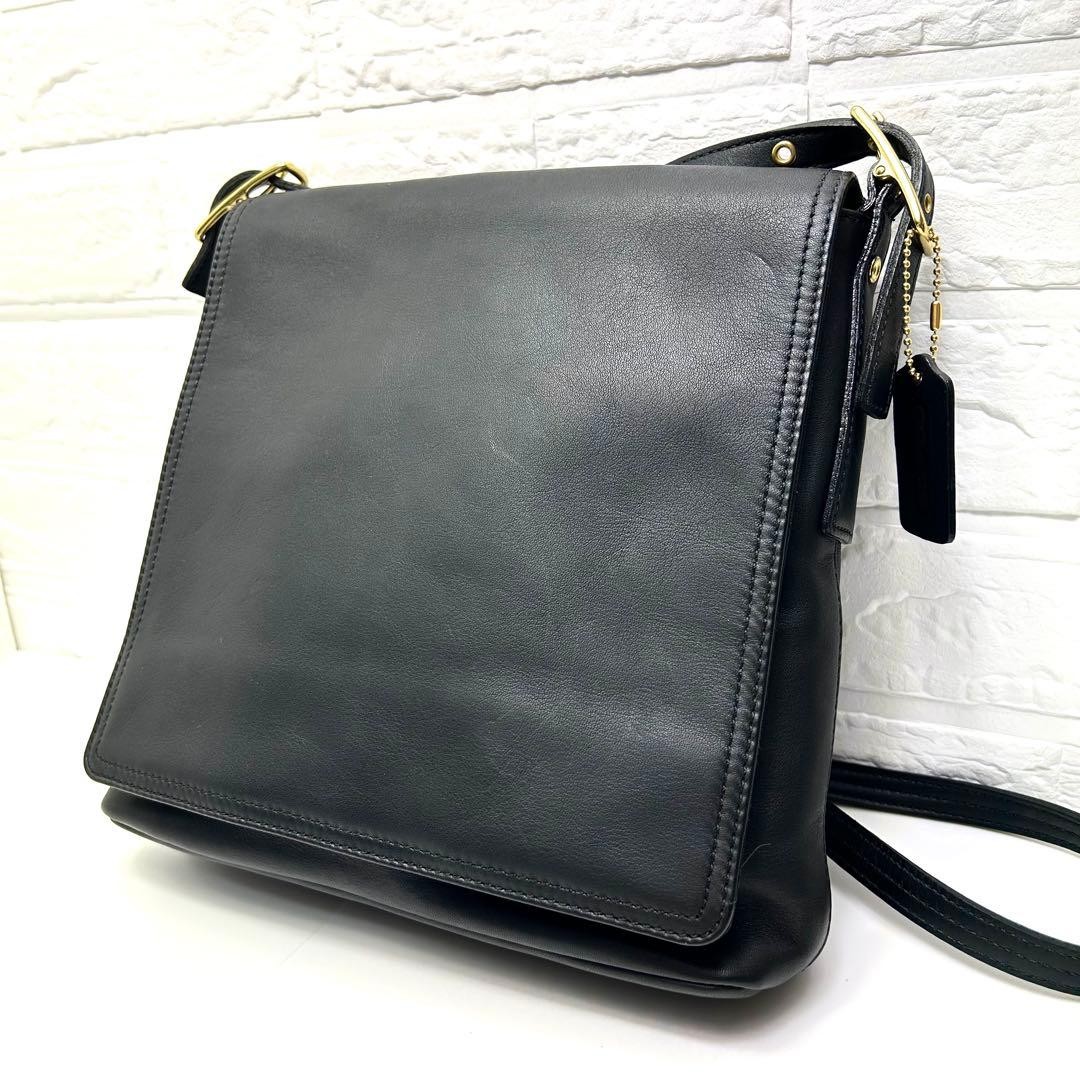 Level COACH Old Coach Shoulder Bag Messenger Leather Black