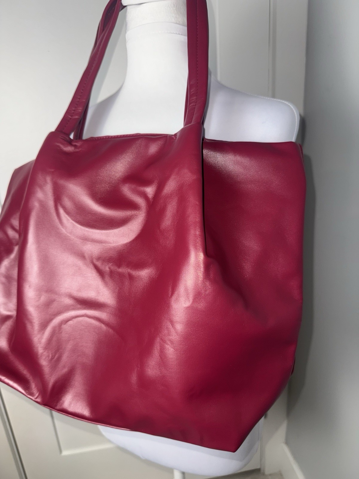 Neiman Marcus Faux Leather Plum Tote