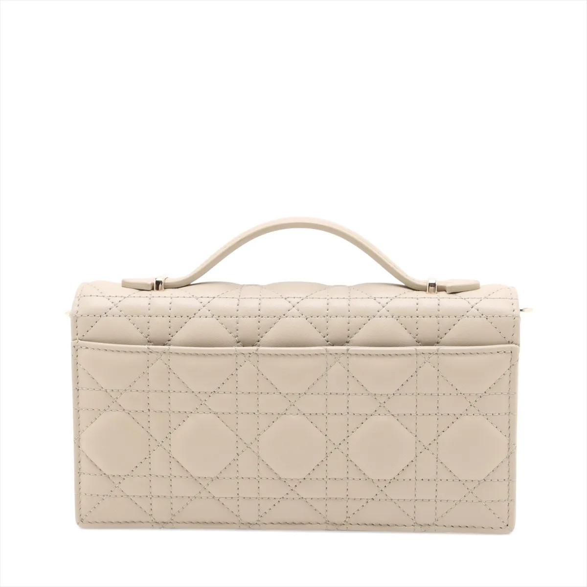 Christian Dior Cannage Miss Dior Leather 2 Way Handbag Beige