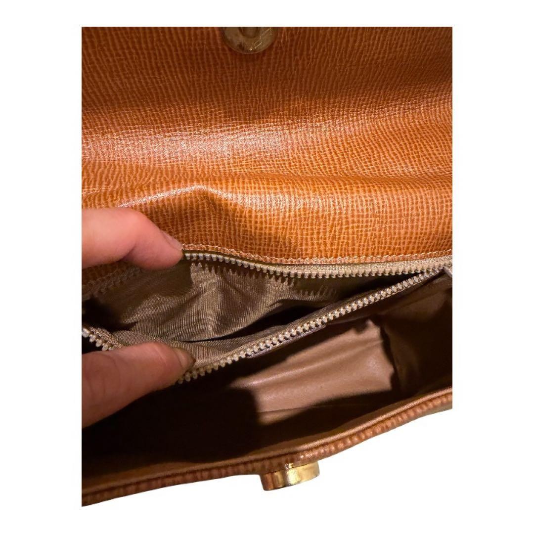 CELINE Old Celine Handbag Camel Leather Circle Logo Vintage
