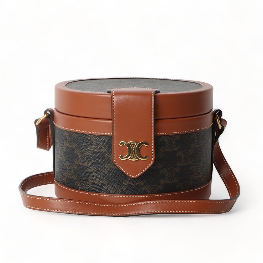 Celine Triomphe Tambour Medium Tan Crossbody Bag 195192-31324-2 63634248 [P]