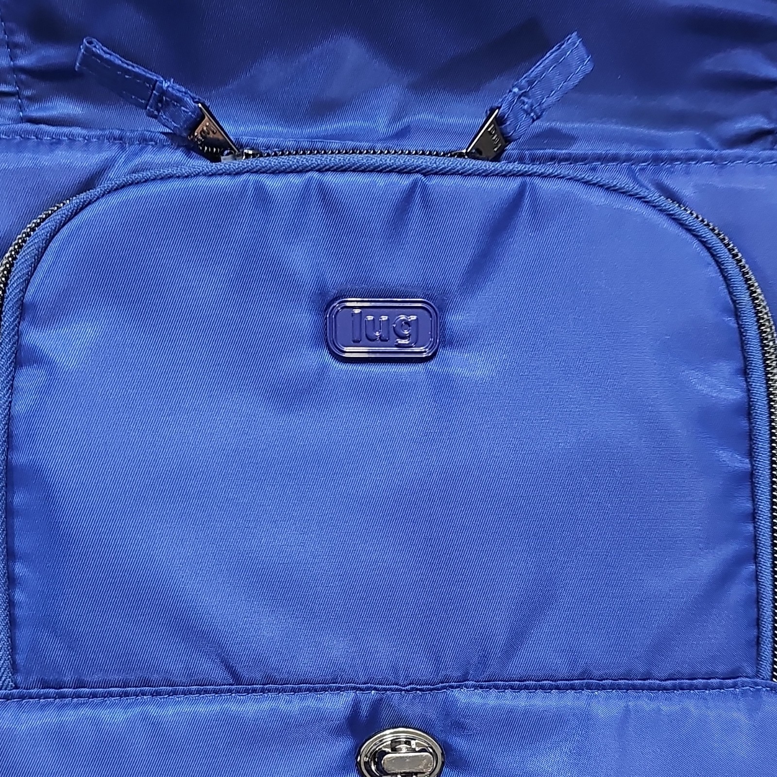 Lug Blue Quilted Crossbody Bag Zipper Accents Turn Lock Key Holder Women Medium