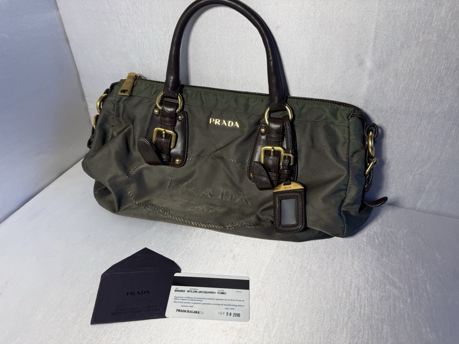 Prada Tesuto Jacquard Nylon Satchel/ Tote Bag Women’s