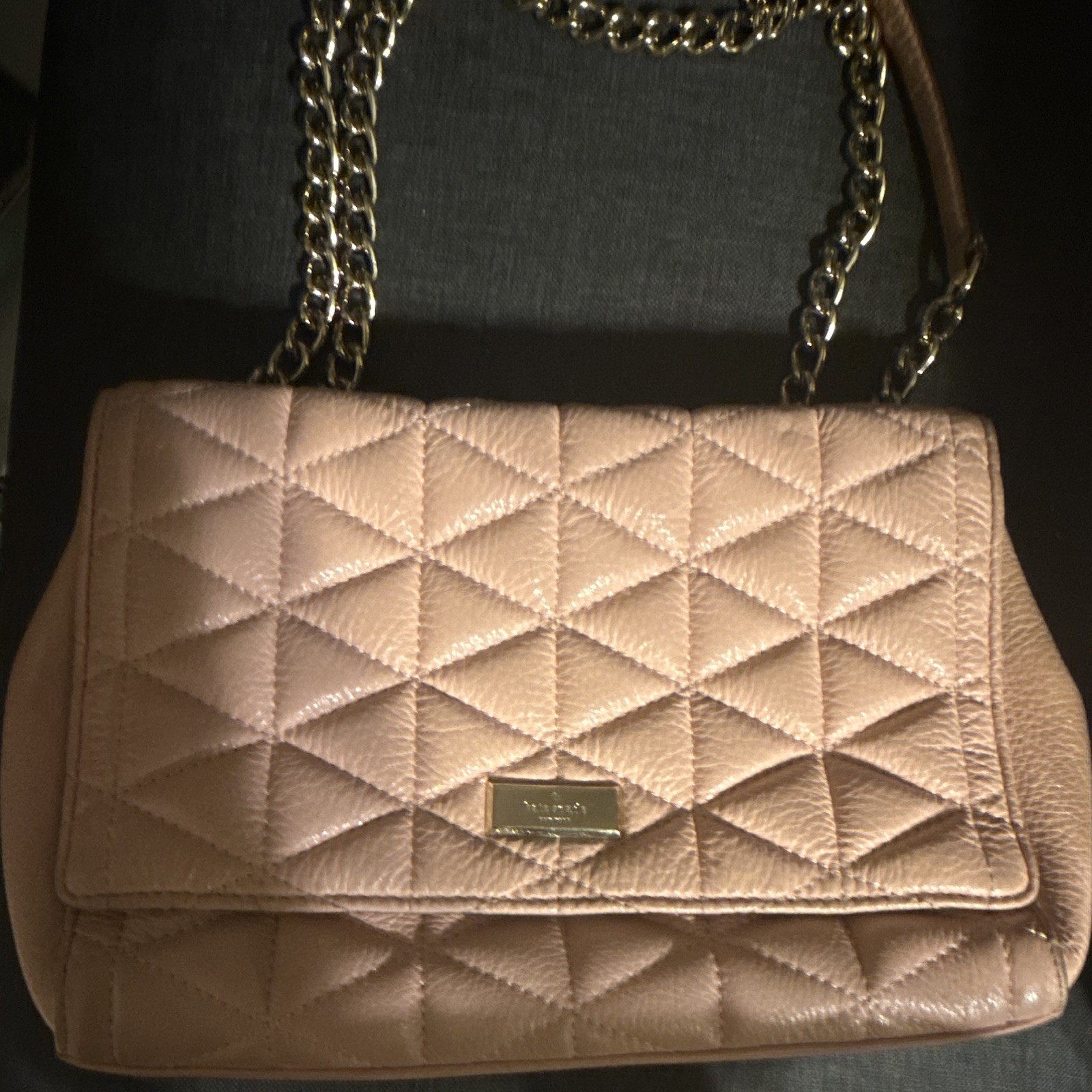 kate spade new york Pink Quilted Small Shoulder Bag Chain Strap Gold Hardware