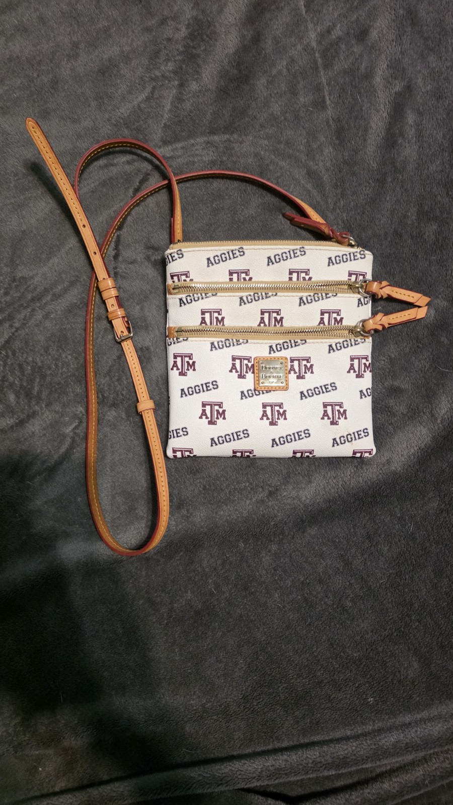 Dooney & Bourke White and Maroon Texas A&M Logo Crossbody Bag