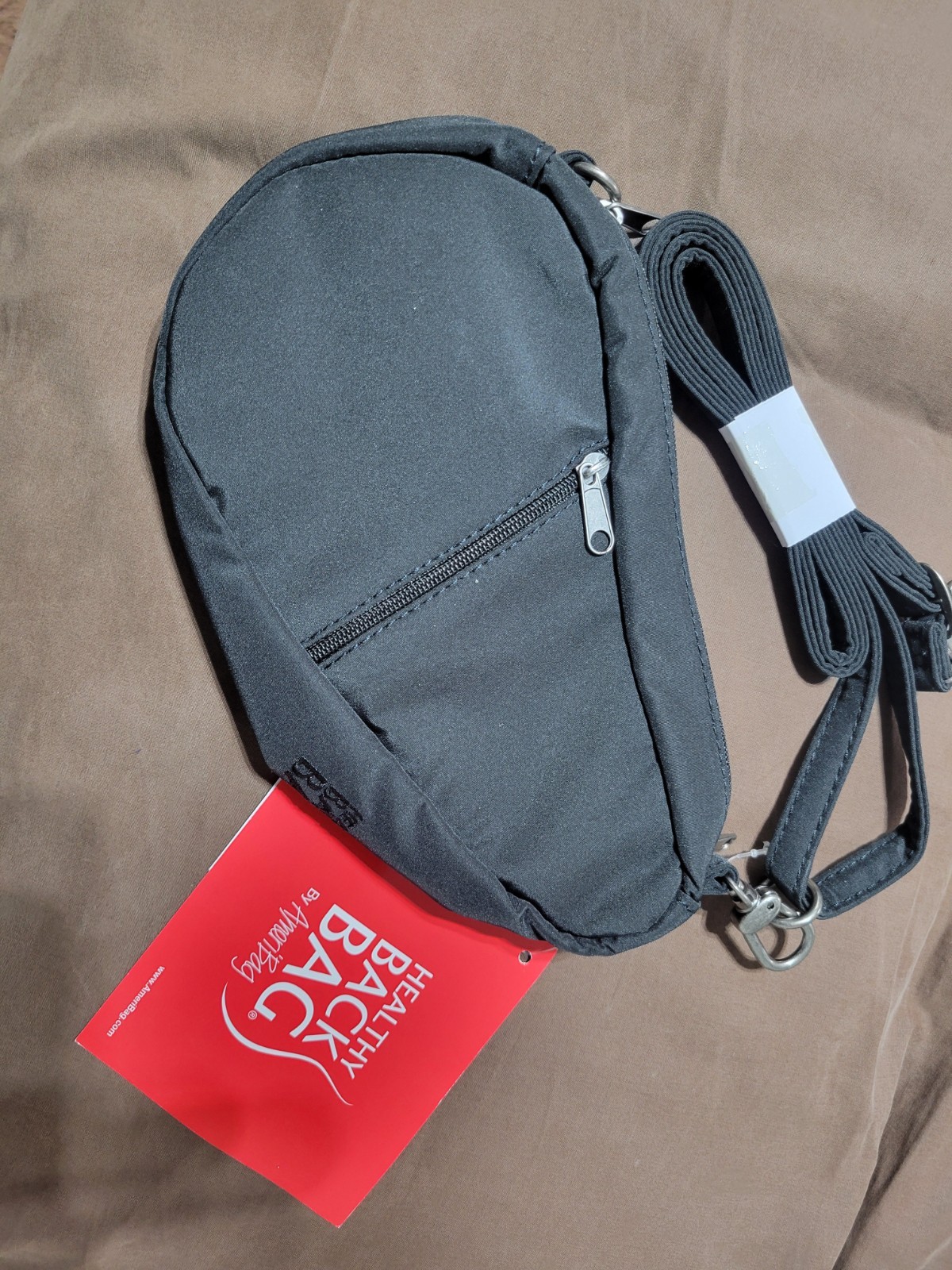 AmeriBag Healthy Backpack Small Crossbody Sling Bag Nylon Black Bag Mini