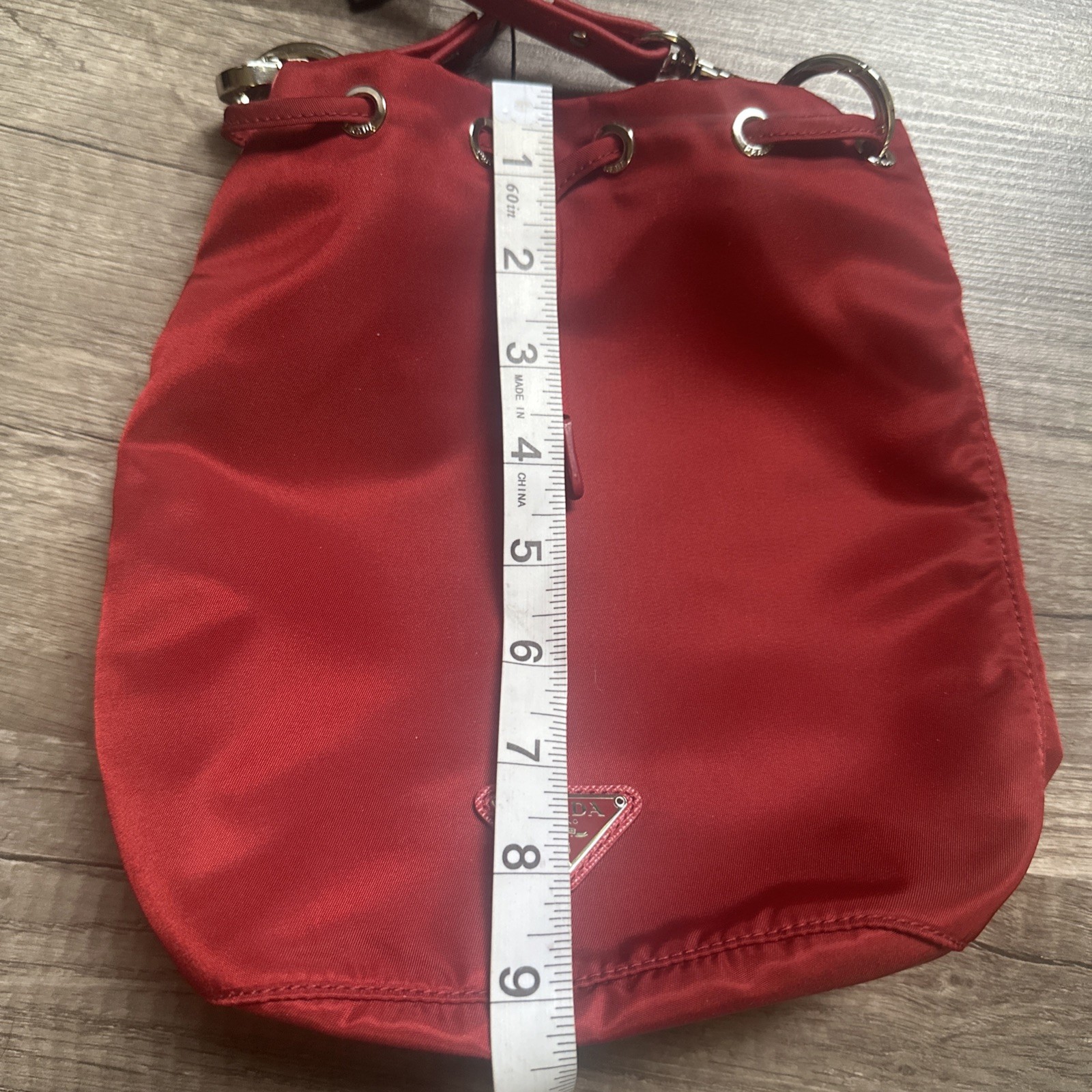 Prada Tessuto Drawstring Pouch In Fuoco 1NA369