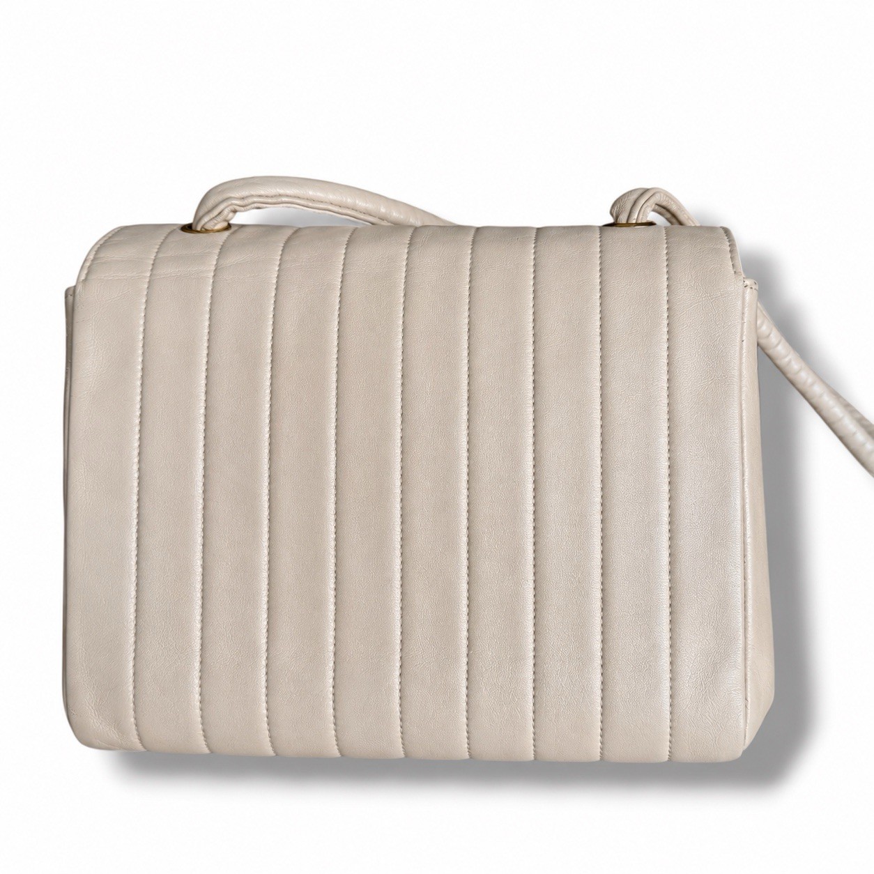 Chanel Mademoiselle Vertical Quilt Flap White Lambskin GHW Series 2 1991-1994