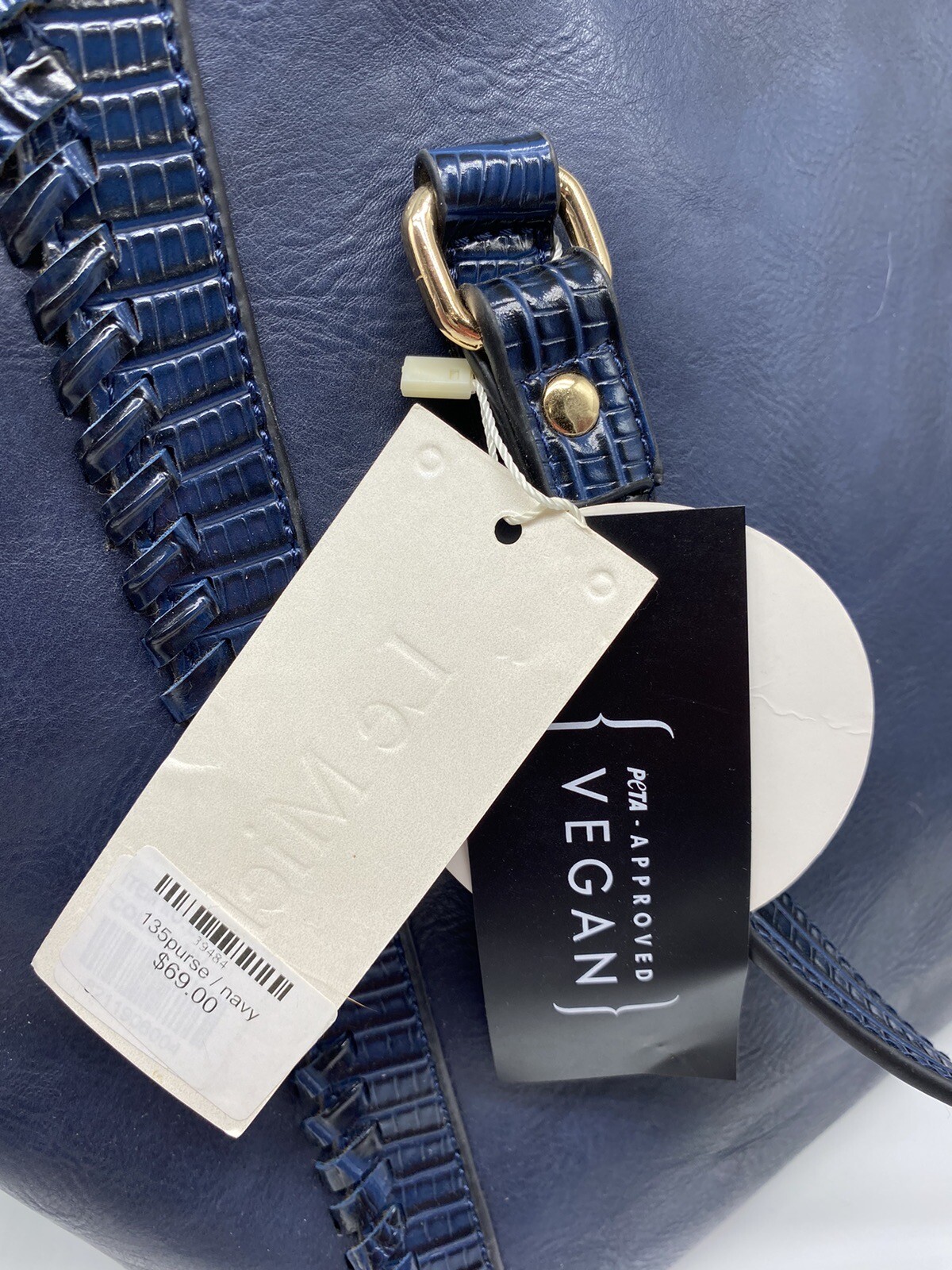 Le Miel Navy 2-in-1 Vegan Tote Purse 12″x17″x4-1/4″ With Matching Wallet