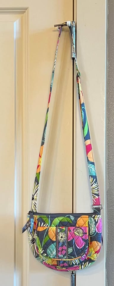 Colorful Retired Vera Bradley Lizzy Floral Crossbody Jazzy Blooms Bag-9×7.5 in
