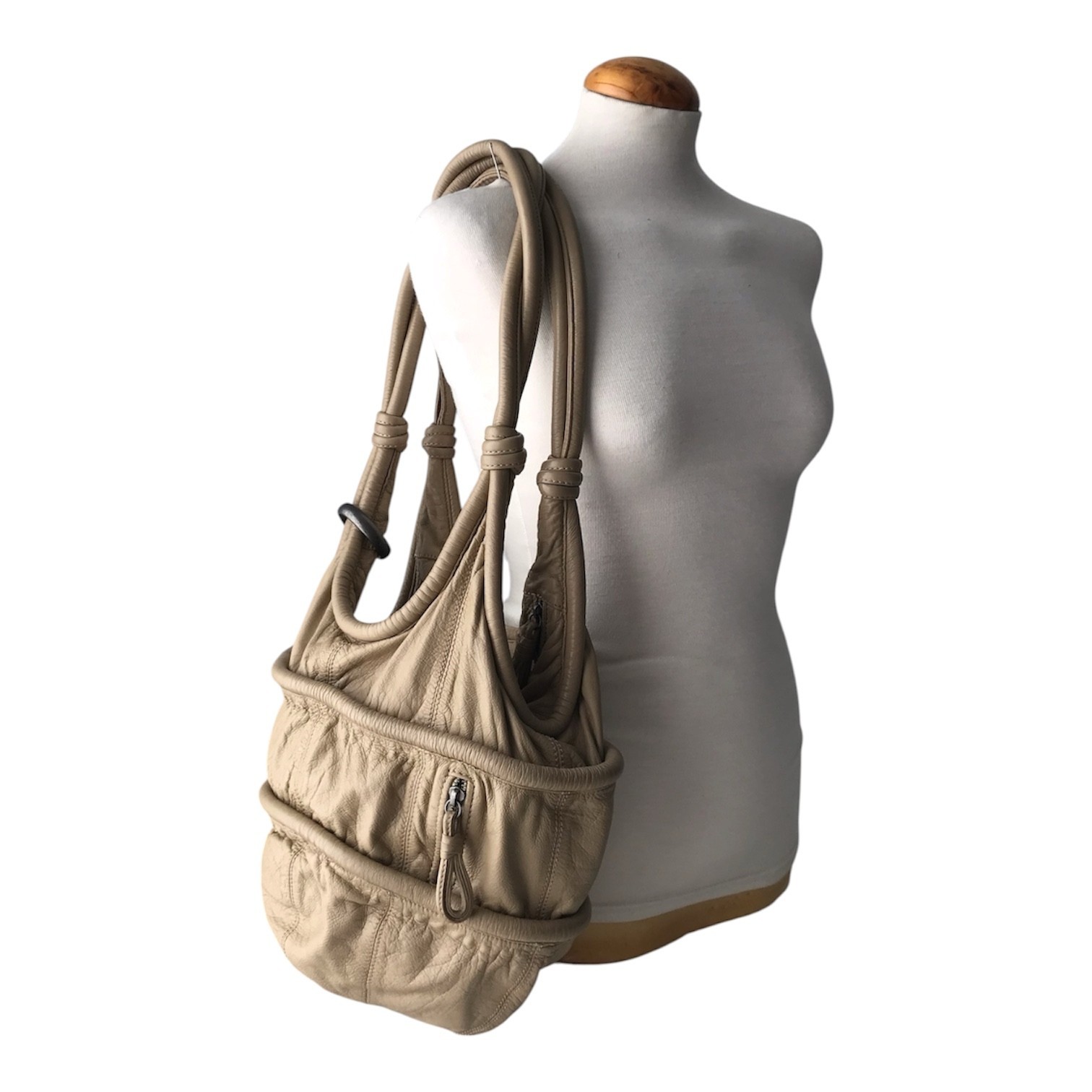 DIESEL Vintage Beige Leather Bag Alien Dystopian Medieval City Avant Garde Rave