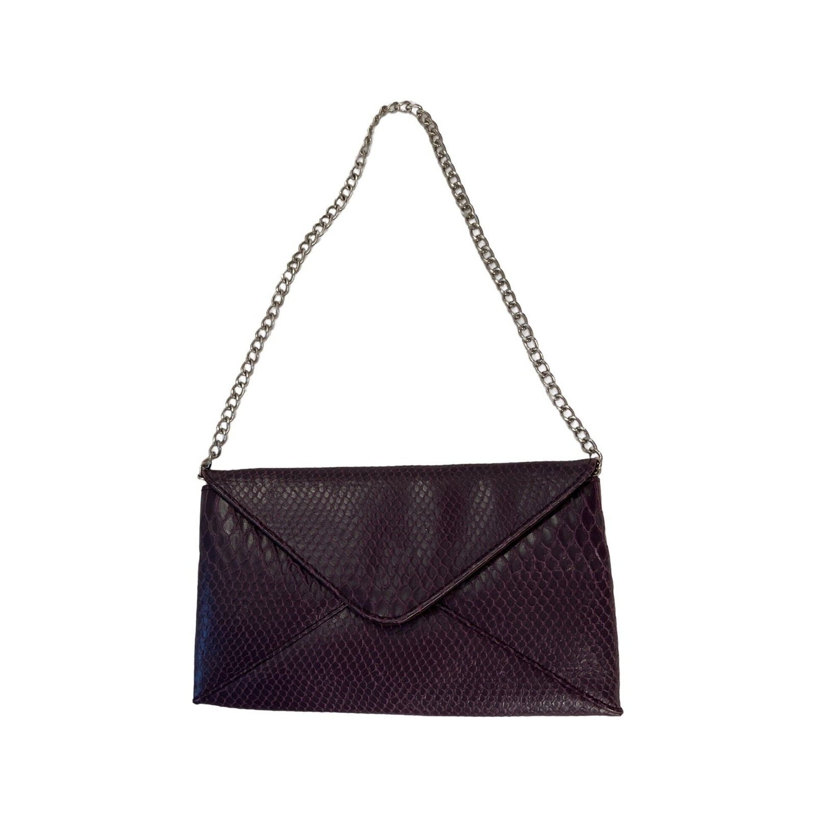 Jessica McClintock Purse Envelope Purple Formal Casual Chain Clutch Y2K Vintage