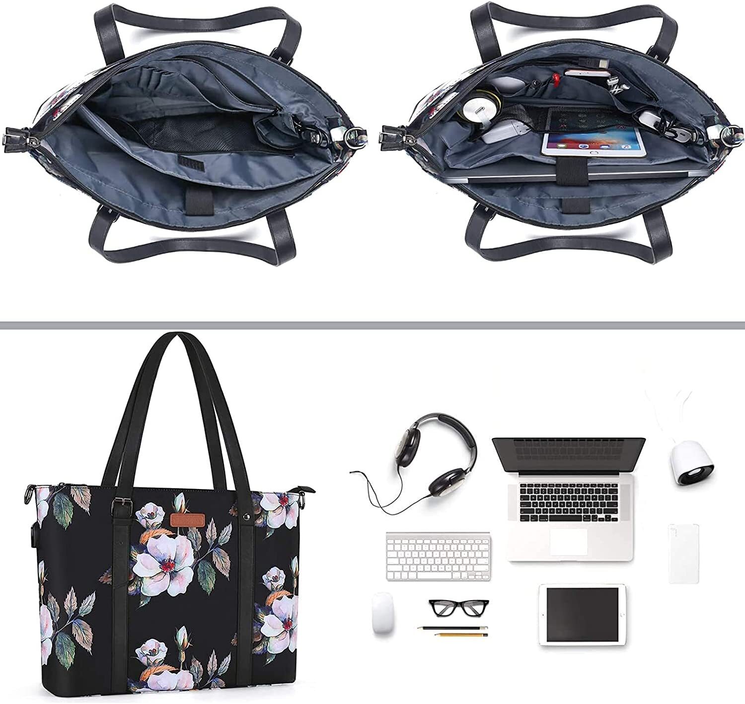 13.3 16 17.3 inch USB Port Laptop Tote Bag for Women Work Travel Shoulder Bag