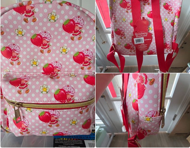 Strawberry Shortcake Pink Polka Dot Mini Backpack NWT WildBrain Fast Forward New