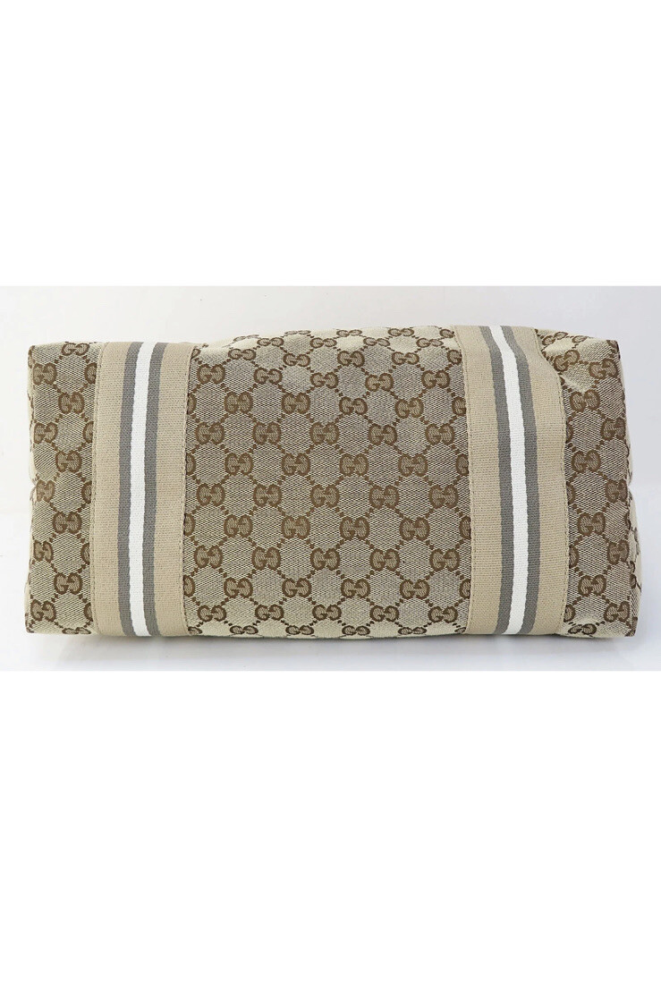 Auth GUCCI Large Jolie Tote GG Canvas Beige and Yellow Patent Leather