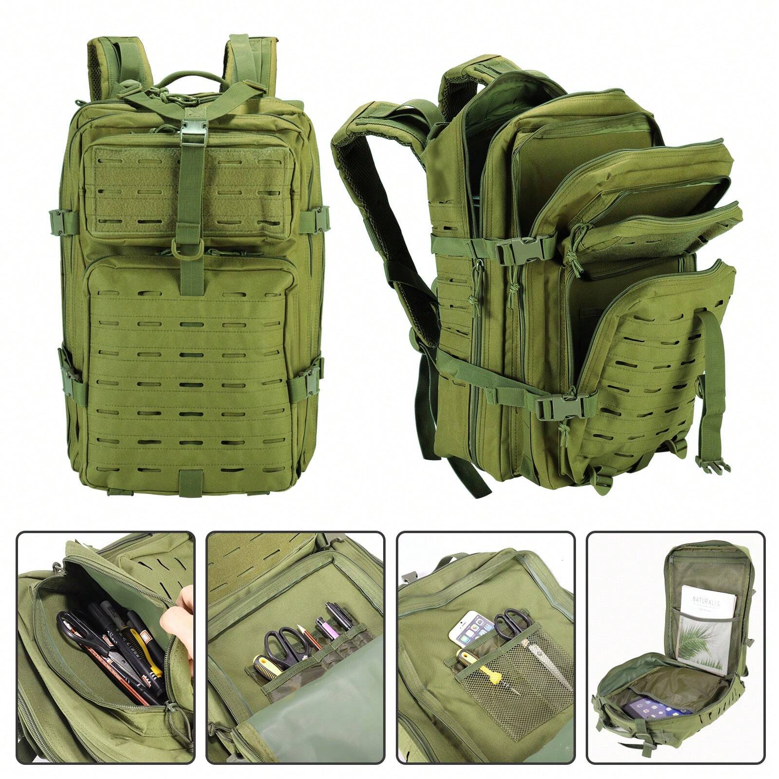 45L Military Molle Tactical Backpack Rucksack Camping Bag Waterproof Outdoor