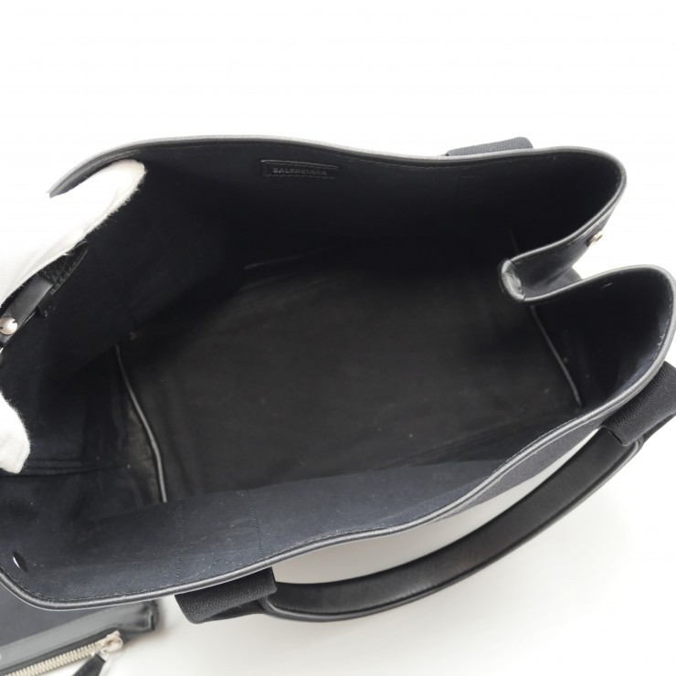 Balenciaga Navy Cabas S Tote Bag Black Canvas Leather Logo