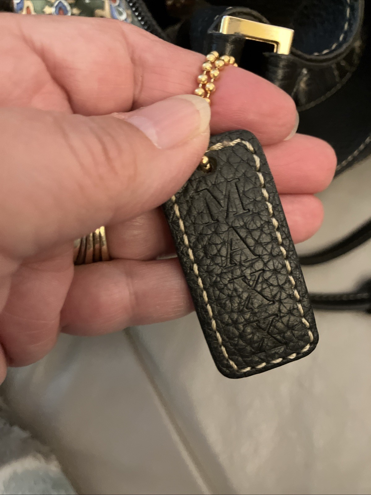 Maxx New York Black Pebbled Leather Shoulder Bag Paisley Lining, Gold Hardware