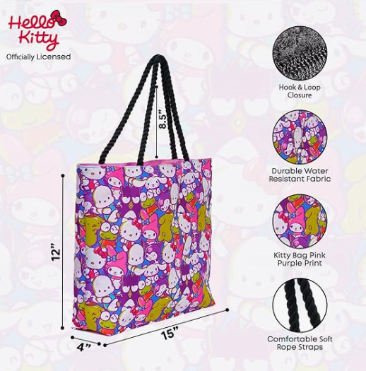 Hello Kitty Friends Tote Bag Cinnamoroll Kuromi My Melody Keroppi Sanrio Handbag