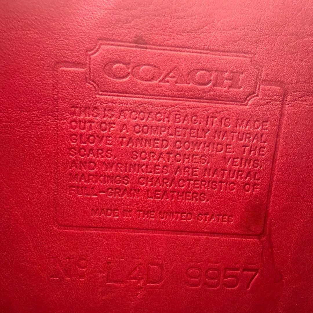 COACH Vintage Tan Bella Court Top Handle Bag Red Leather Pre-Owned 2 Way