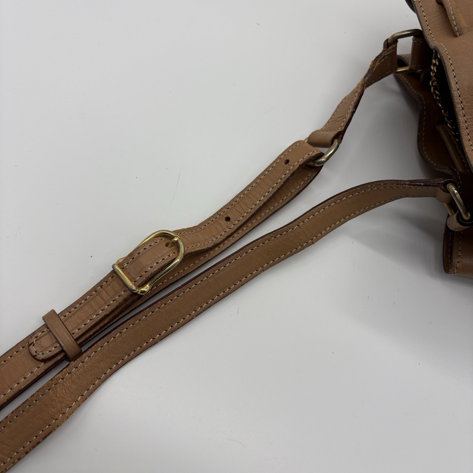 CELINE Macadam Drawstring Bag Pouch PVC Leather Brown Vintage Purse Authentic