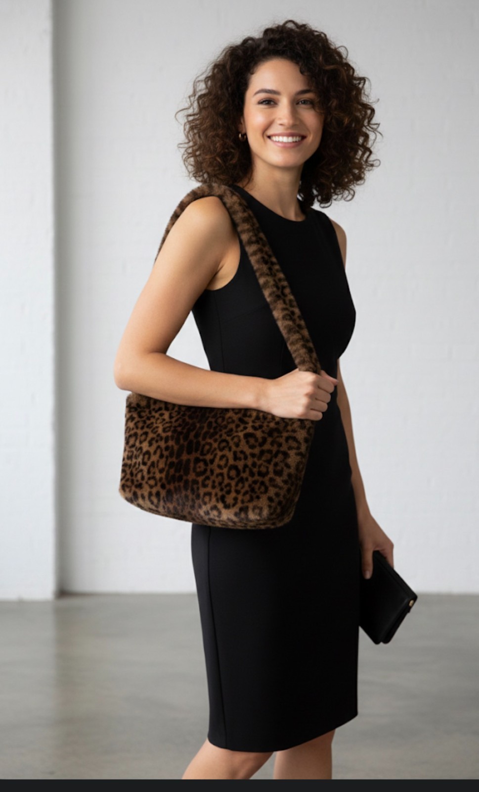 Chic Leopard Print Faux Fur Crossbody Bag | Plush Animal Print Shoulder Purse