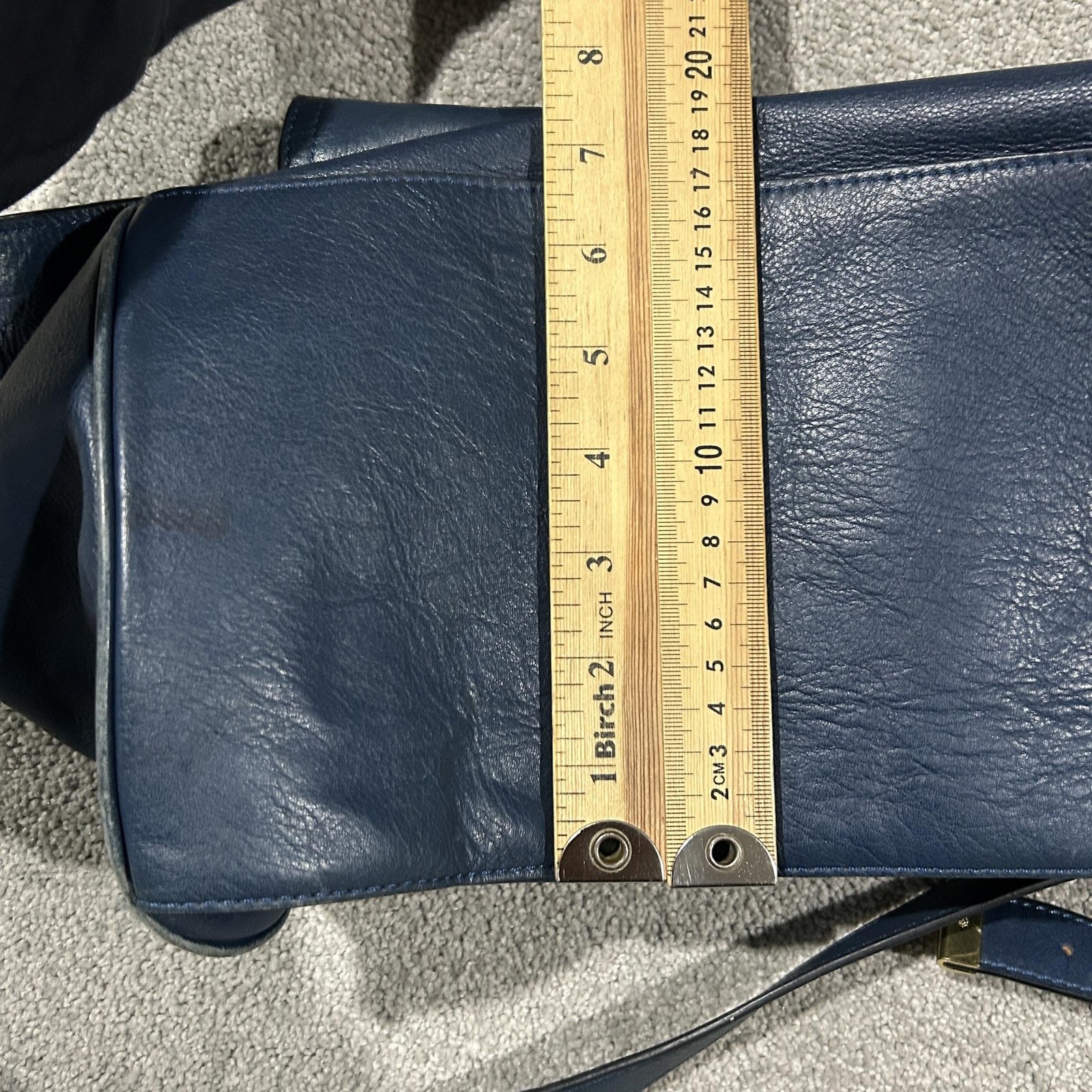 Mulberry Satchel Bag Womens Large Blue Leather Turn Lock Top Handle Crossbody