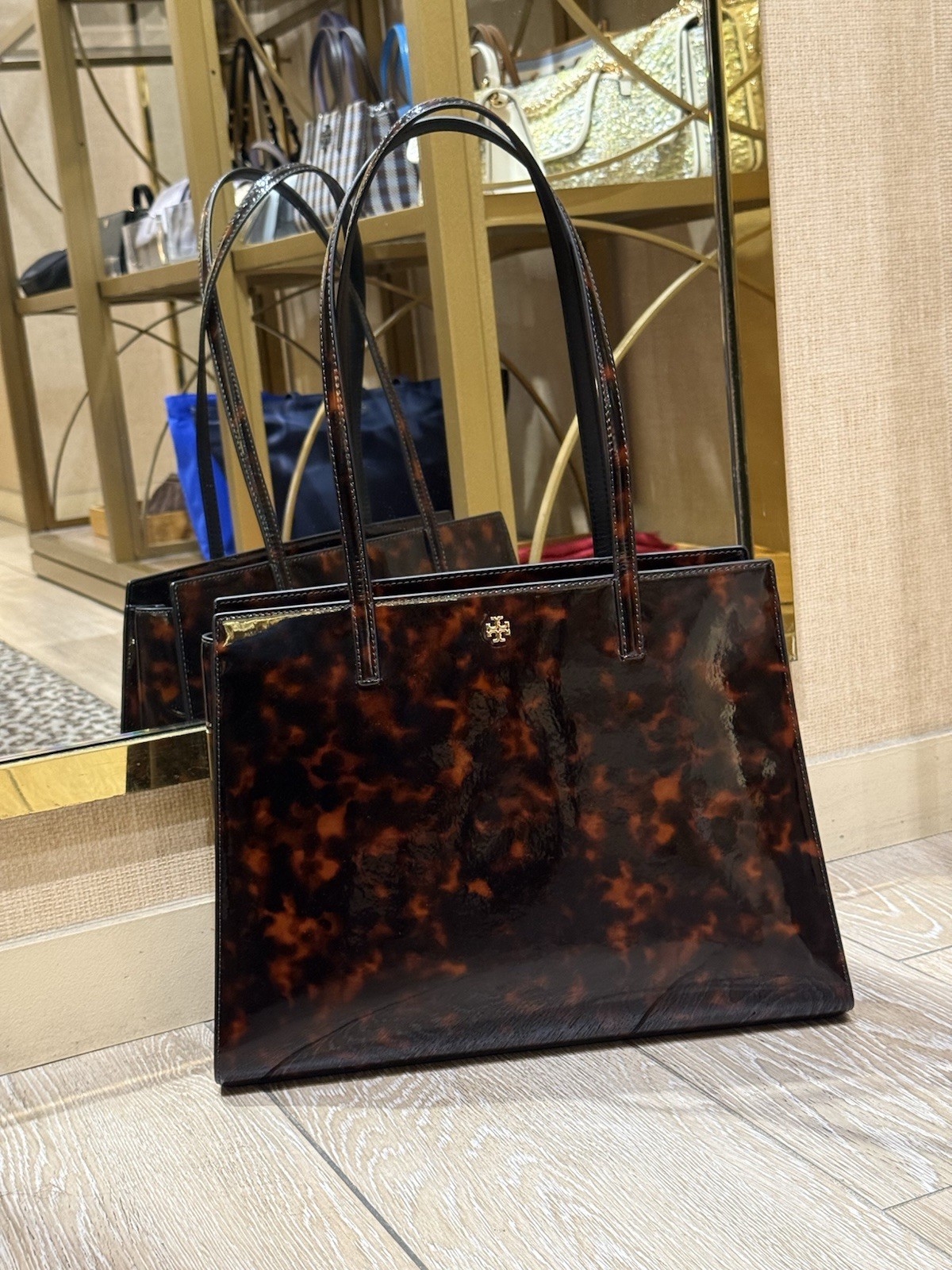 Tory Burch Emerson Work Tote 165968 Tortoise MSRP $600 new