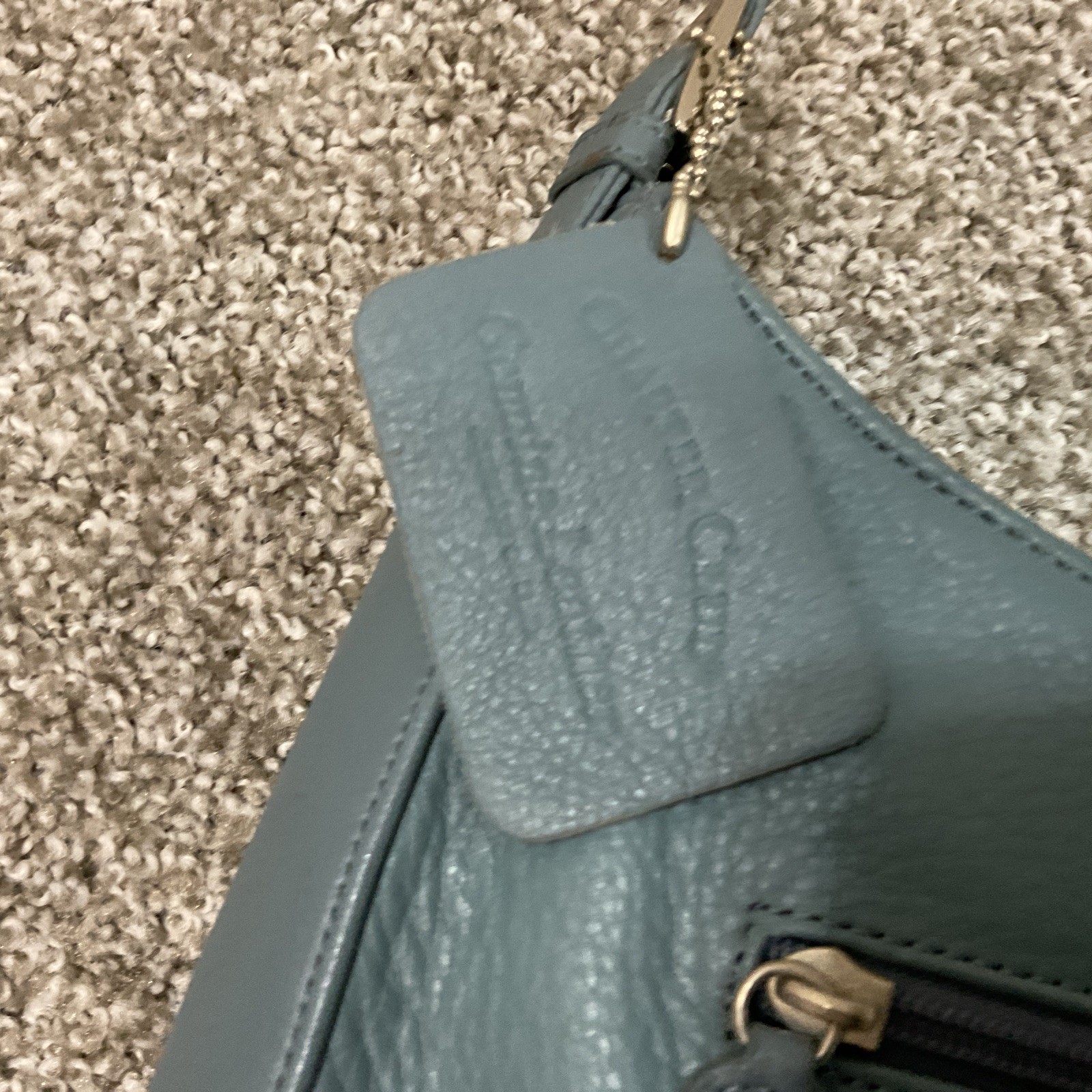 Vtg 90’s Charter Club Classic Slate Gray Leather Purse Shoulder Career Handbag