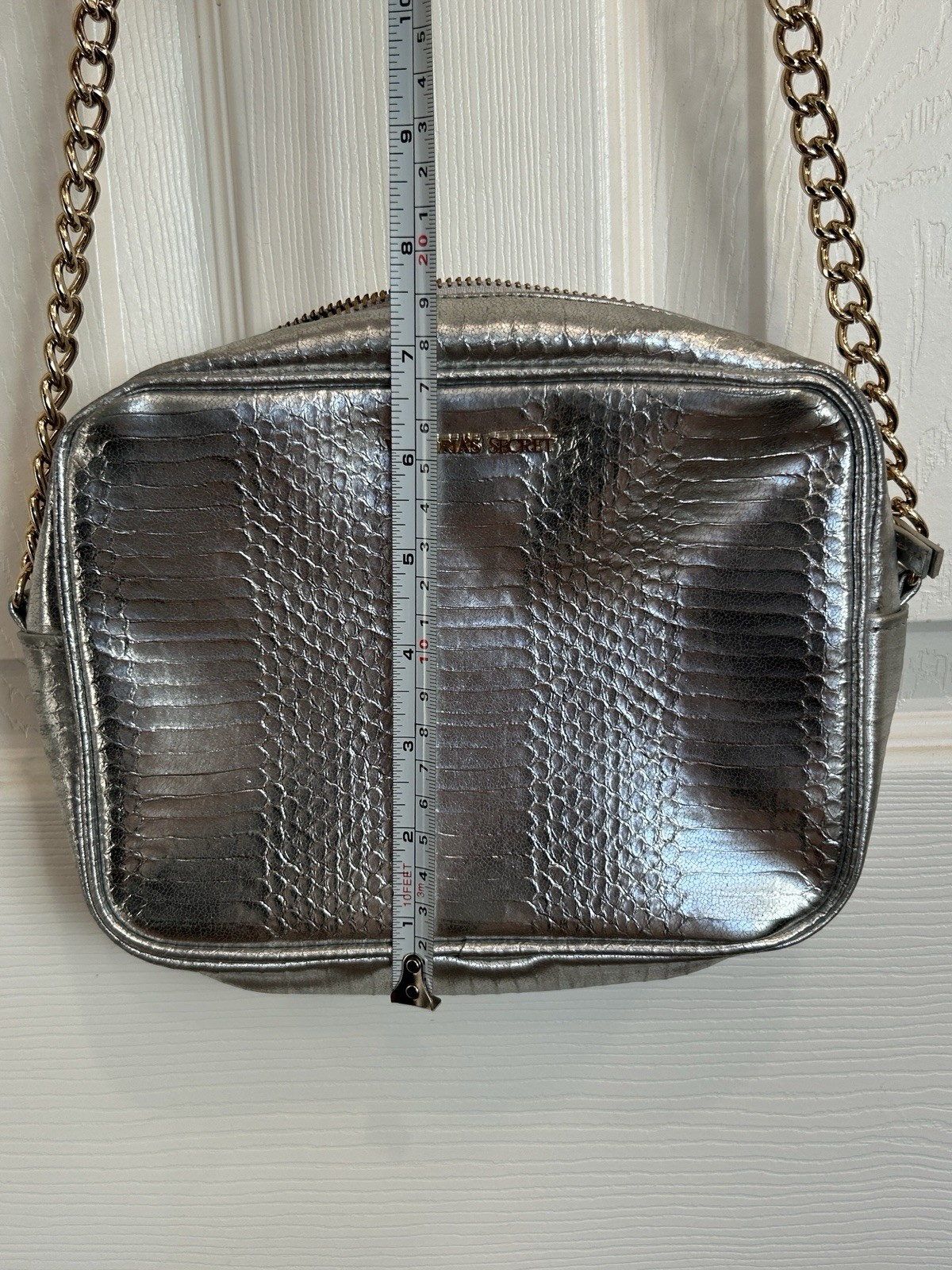 Victoria’s Secret Silver Metallic Gold Chain Strap Crossbody Bag Y2K Maximalism