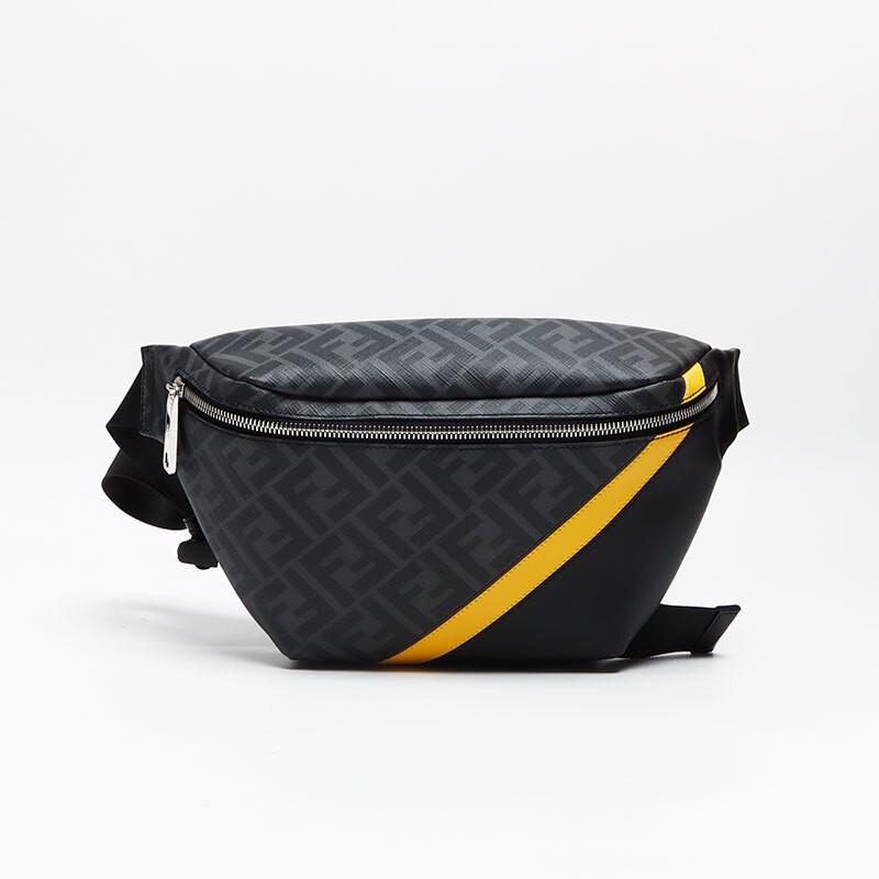 FENDI Shoulder Bag Diagonal Belt Bag Zucchino 7VA434 Gray Used