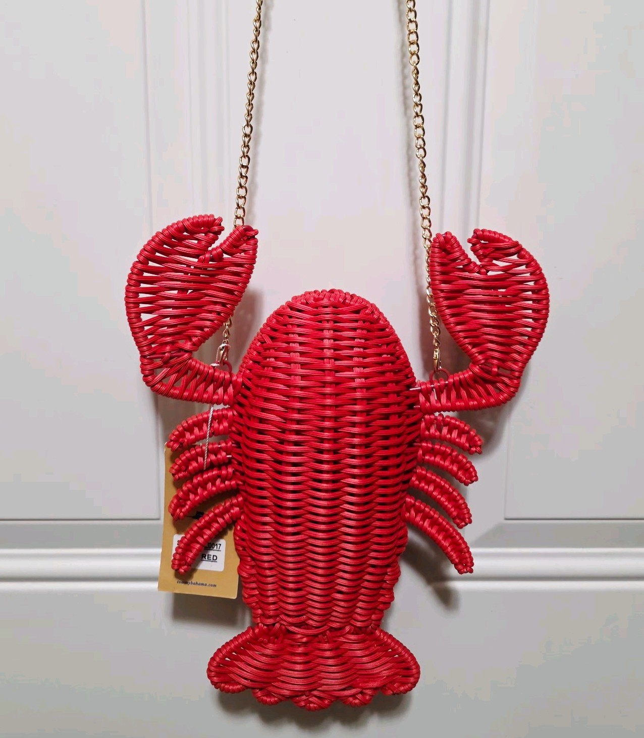 TOMMY BAHAMA VIRAL LOBSTER WOWEN CROSSBODY BAG RED NWT