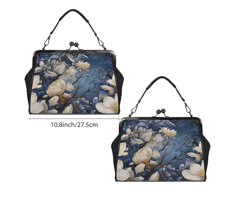 Winter Brown White Flowers Shoulder Cross Body Bag Satchel Christmas Gift