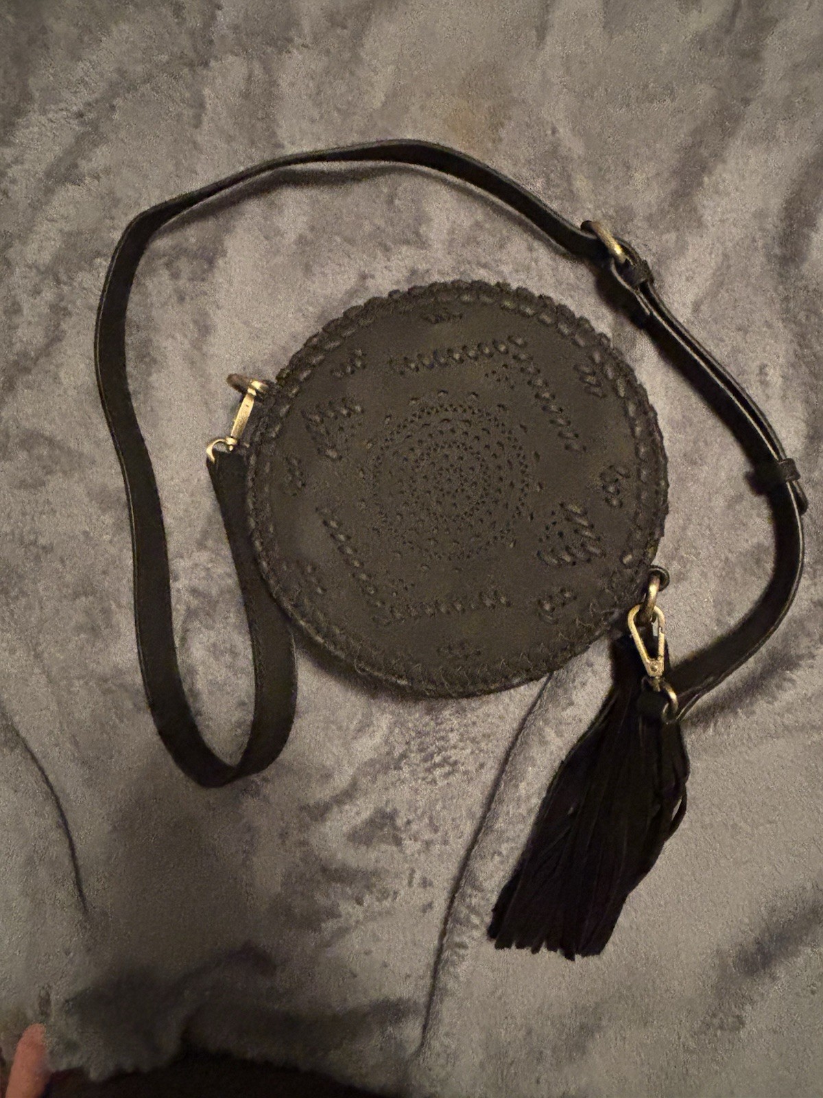 Street Level Women’s Black Crossbody Purse With Black Tassel Adjustable Strap