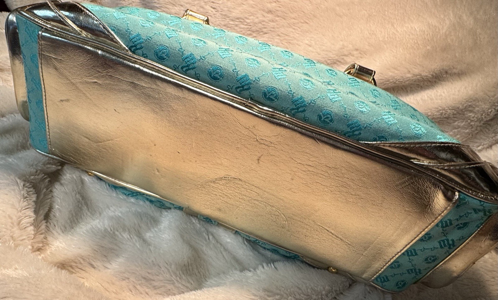 Vintage Y2K Rocawear Aqua Silver Hip Hop Streep Glam Purse Bag Handle Sparkle RW