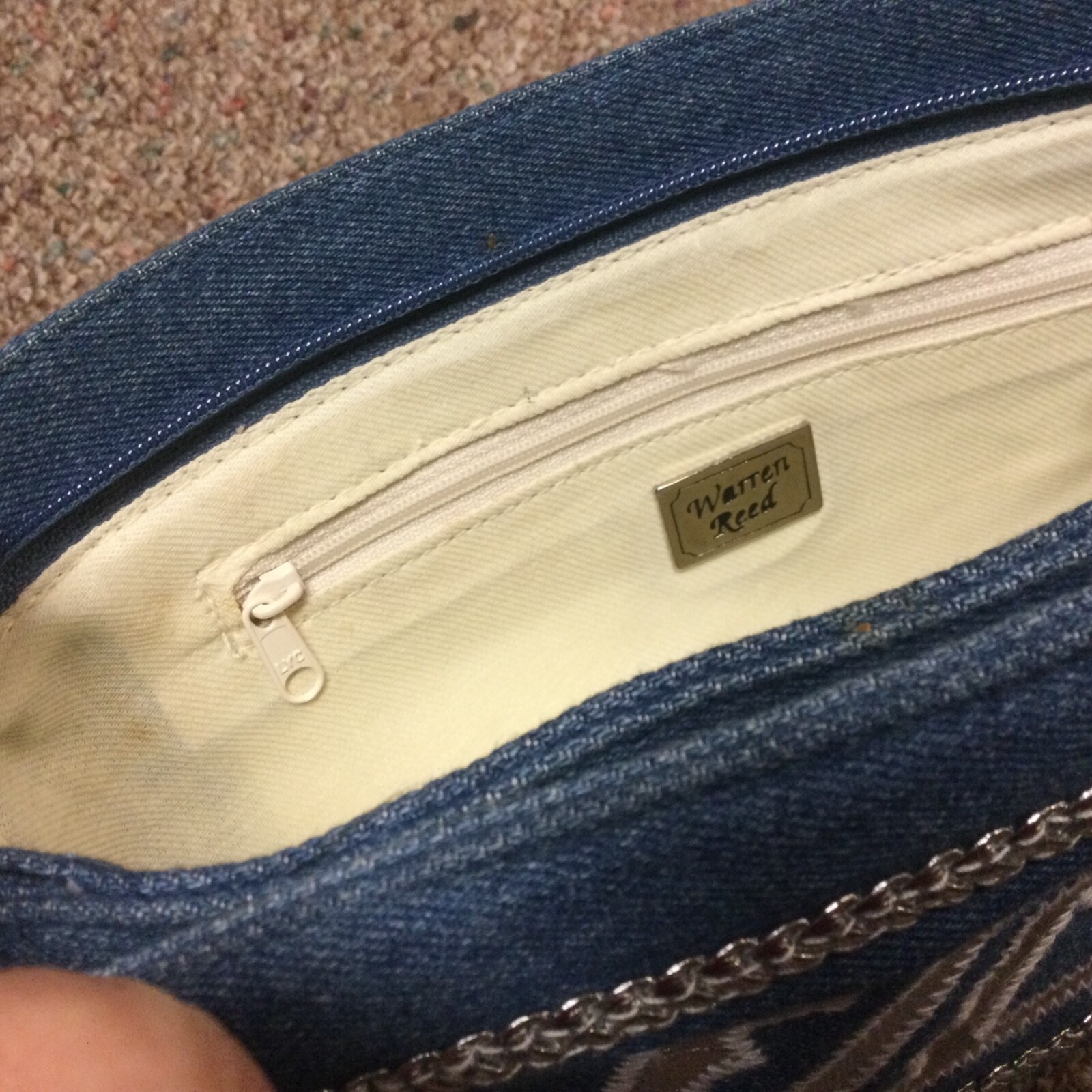 Warren Reed Blue Denim Purse With Silver Bling