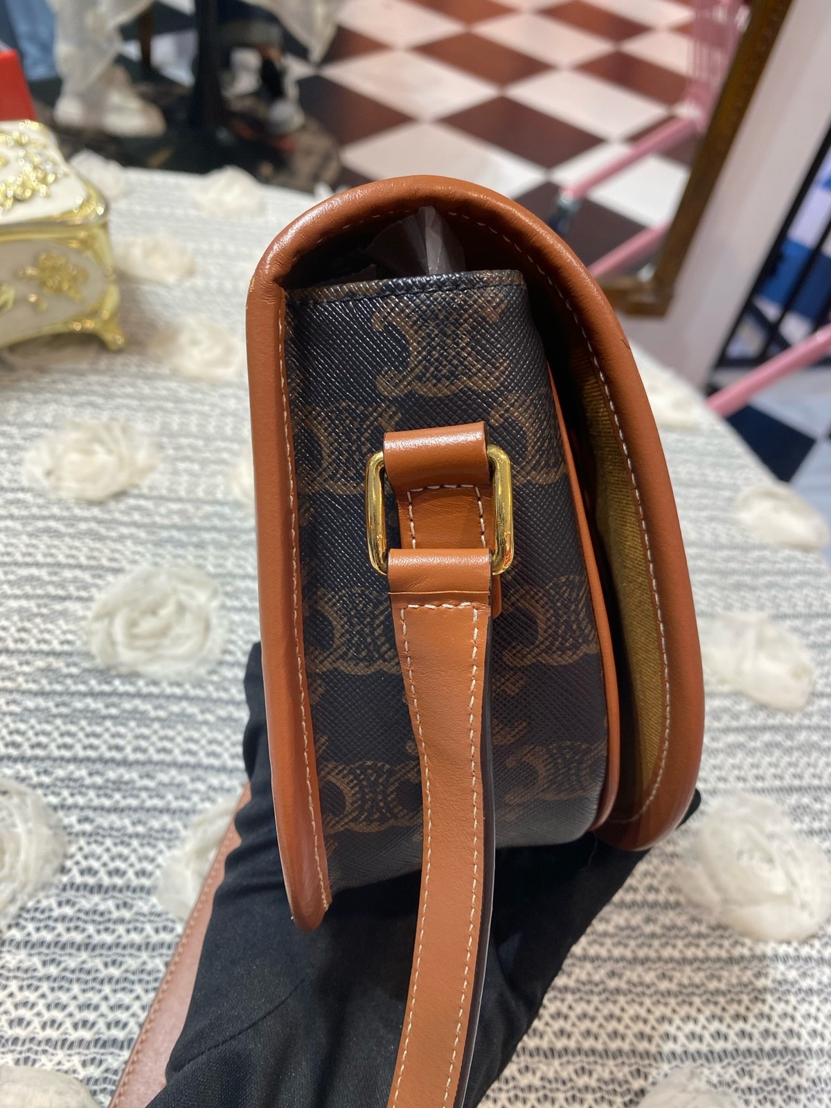 Celine Pre-Owned Authentic Saddle Bag Monogram Free Tracked Shipping