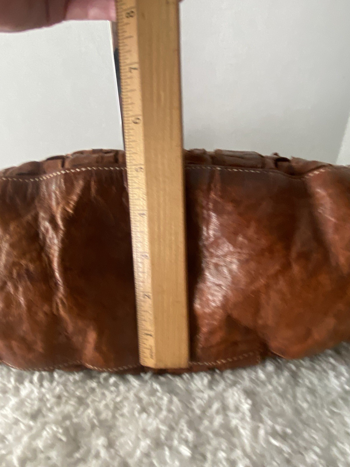 Langellotti Italian Woven Leather Tote Crossbody Bag Brown Large Made In Italy