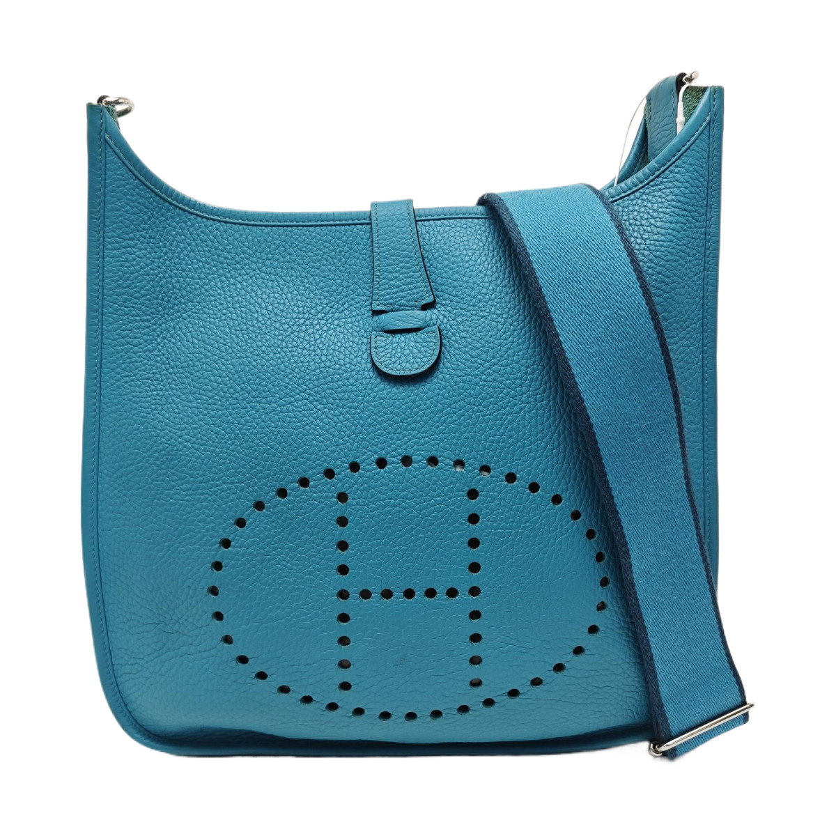 HERMÈS Evelyne 32 Bleu du Nord Clemence Leather Shoulder Bag Crossbody Bag
