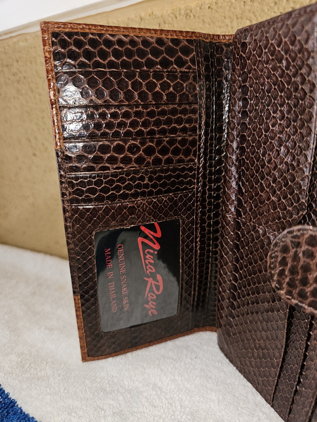 NEW Nina Raye Full Genuine Snake Wallet Wristlet Clutch Travel 7.25 X 4″