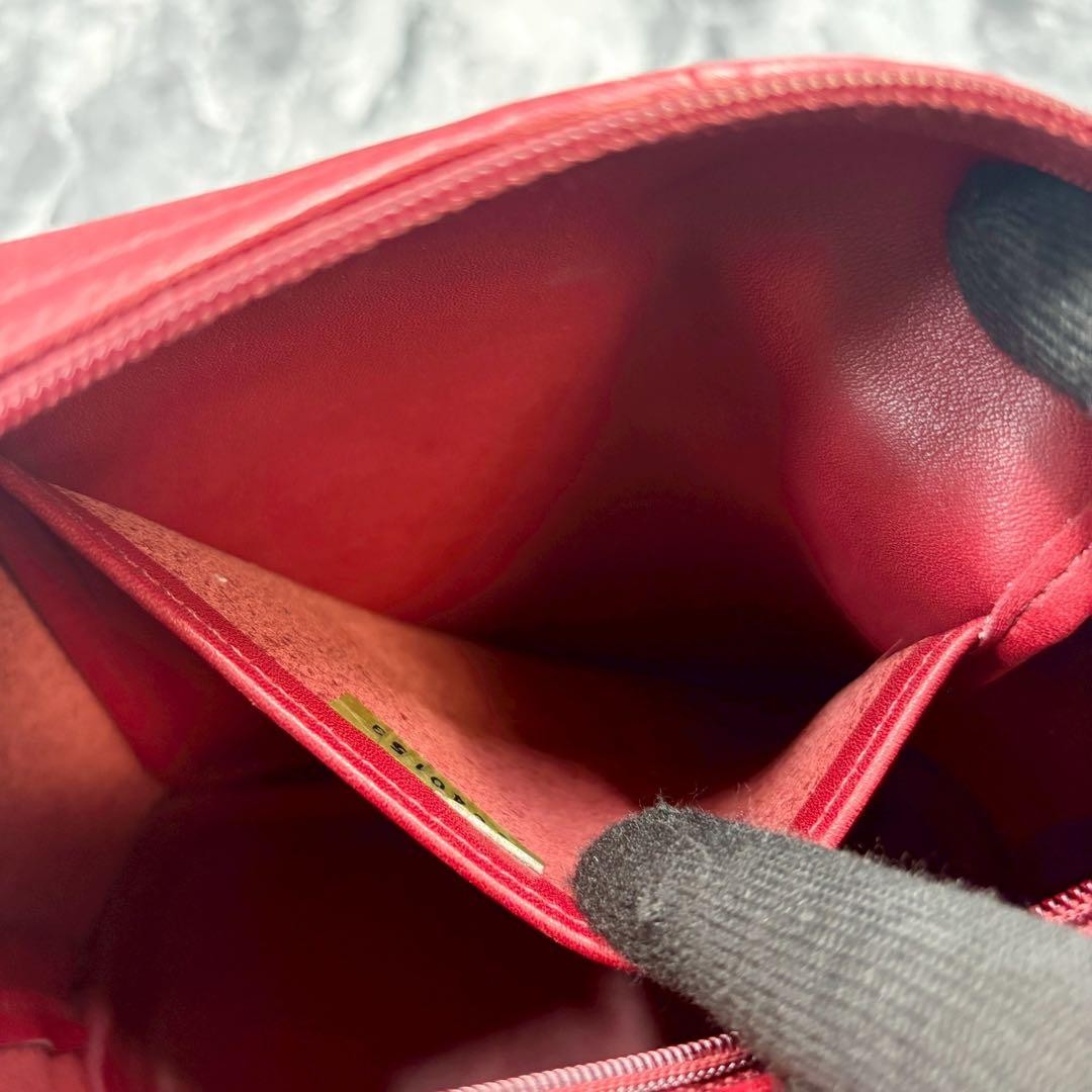 COACH 1051 Glove Leather Red One Shoulder Bag Gold Hardware 23x21cm Auth