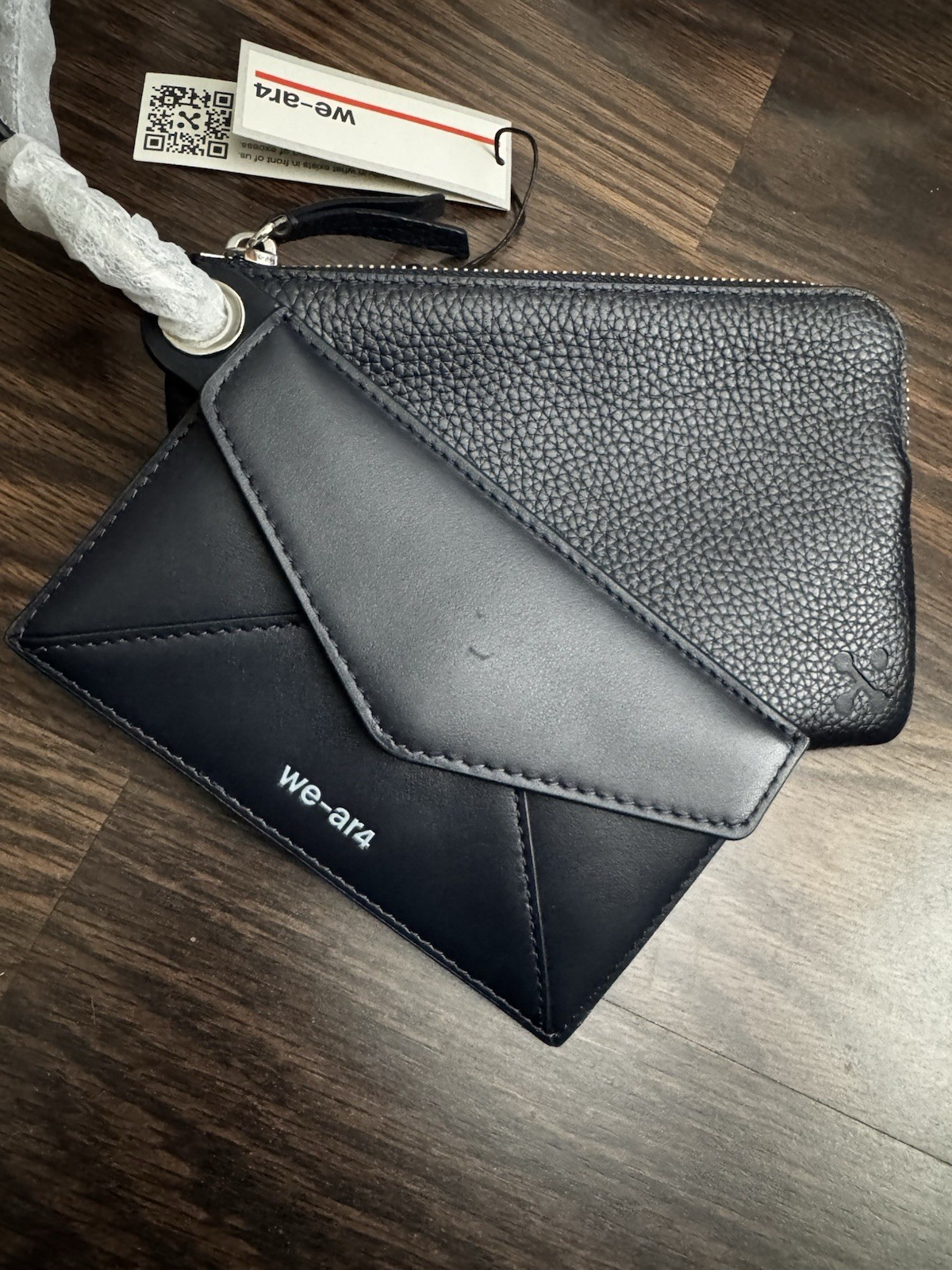 We Ar4 Wallet Envelope Genuine Leather Crossbody Navy Blue NWT