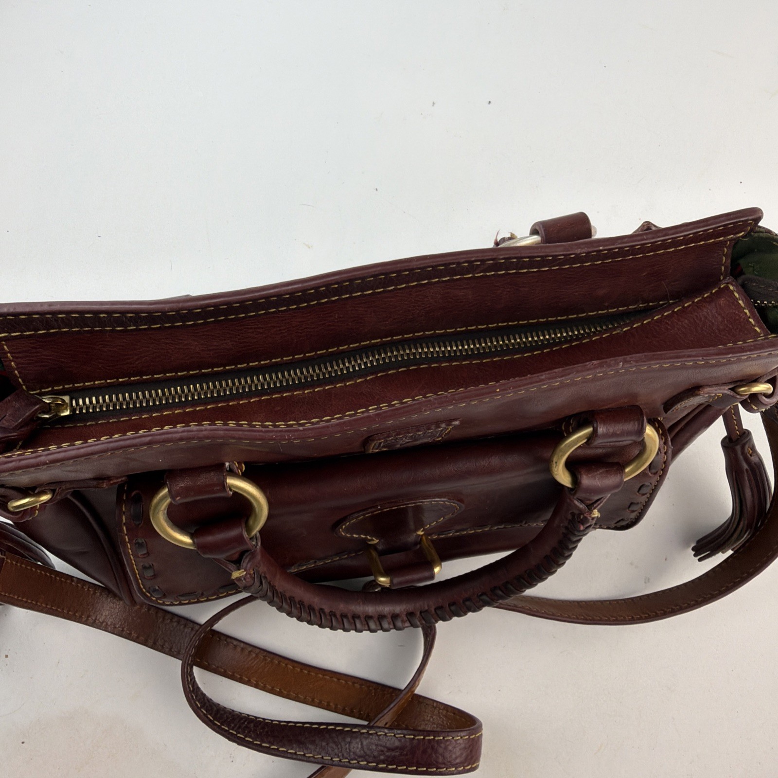 Dooney Bourke Dark Brown FLORENTINE Italian Leather Medium Size Satchel Purse
