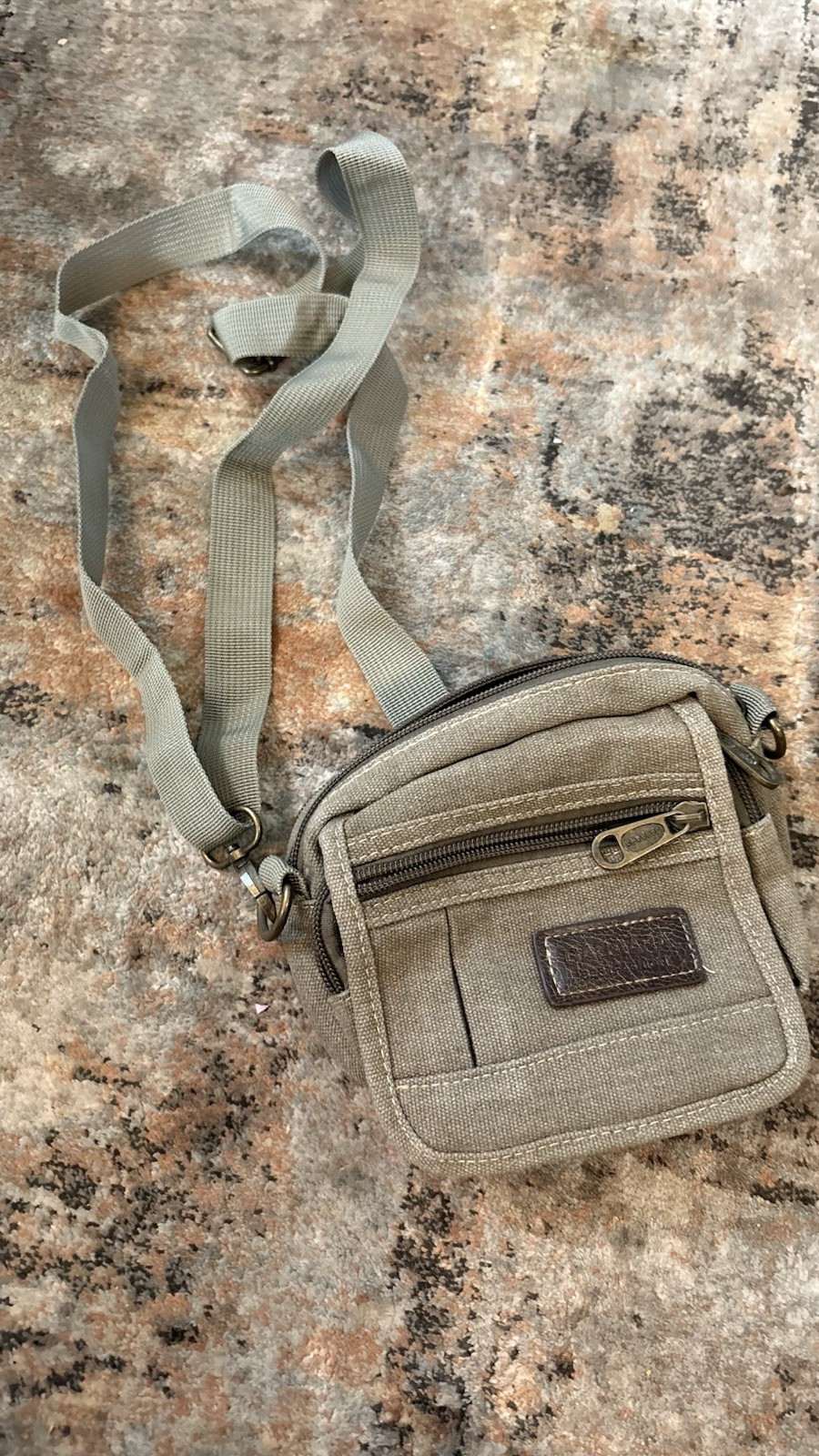 Gabaara Small Olive Green Canvas Multi Pocket Shoulder Bag
