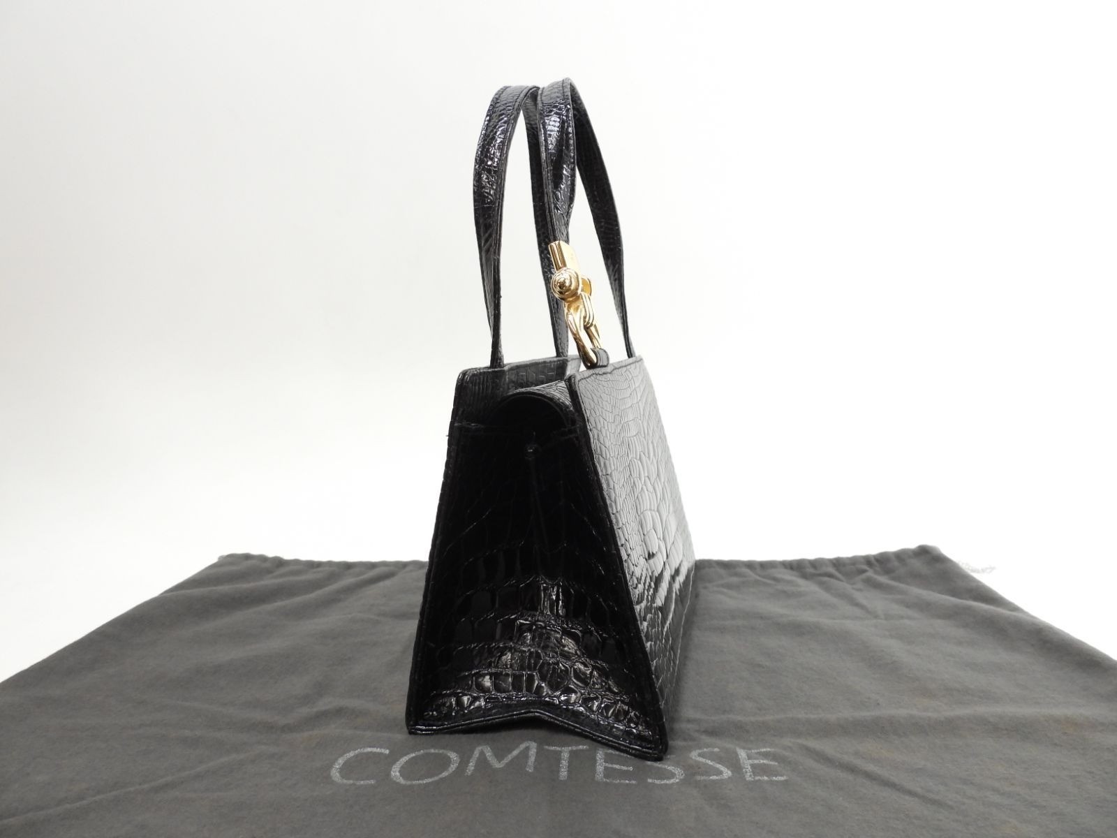 Comtesse Mini Handbag Croco Black Mini Tote 7.8*5.3*3.7 inch