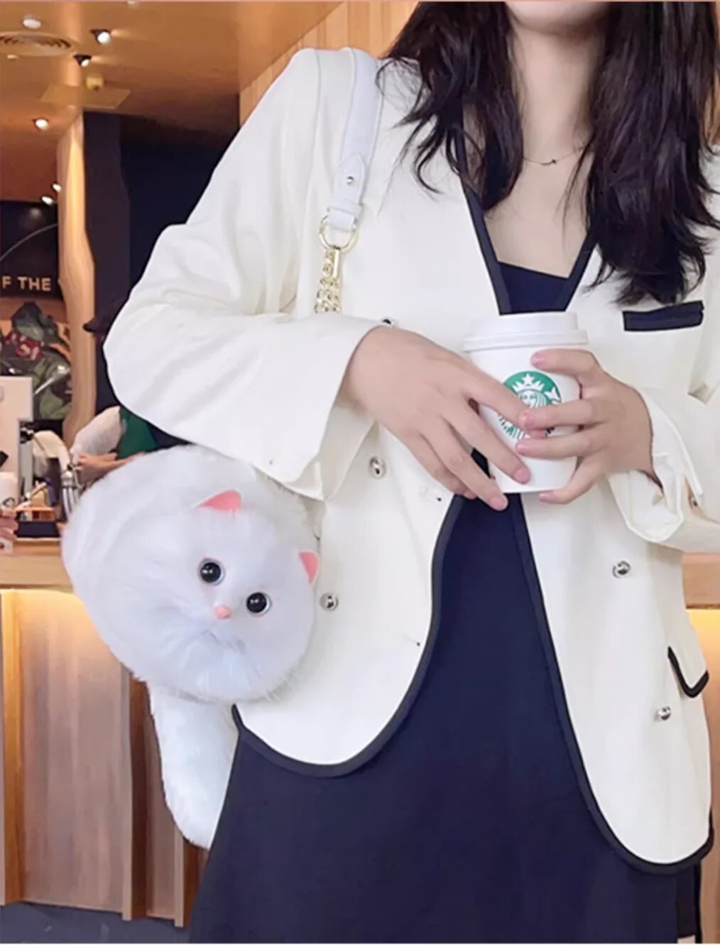 Handmade Plush Cat Shoulder Bag Cute Crossbody Purse Women Gift Kawaii Cat Bag