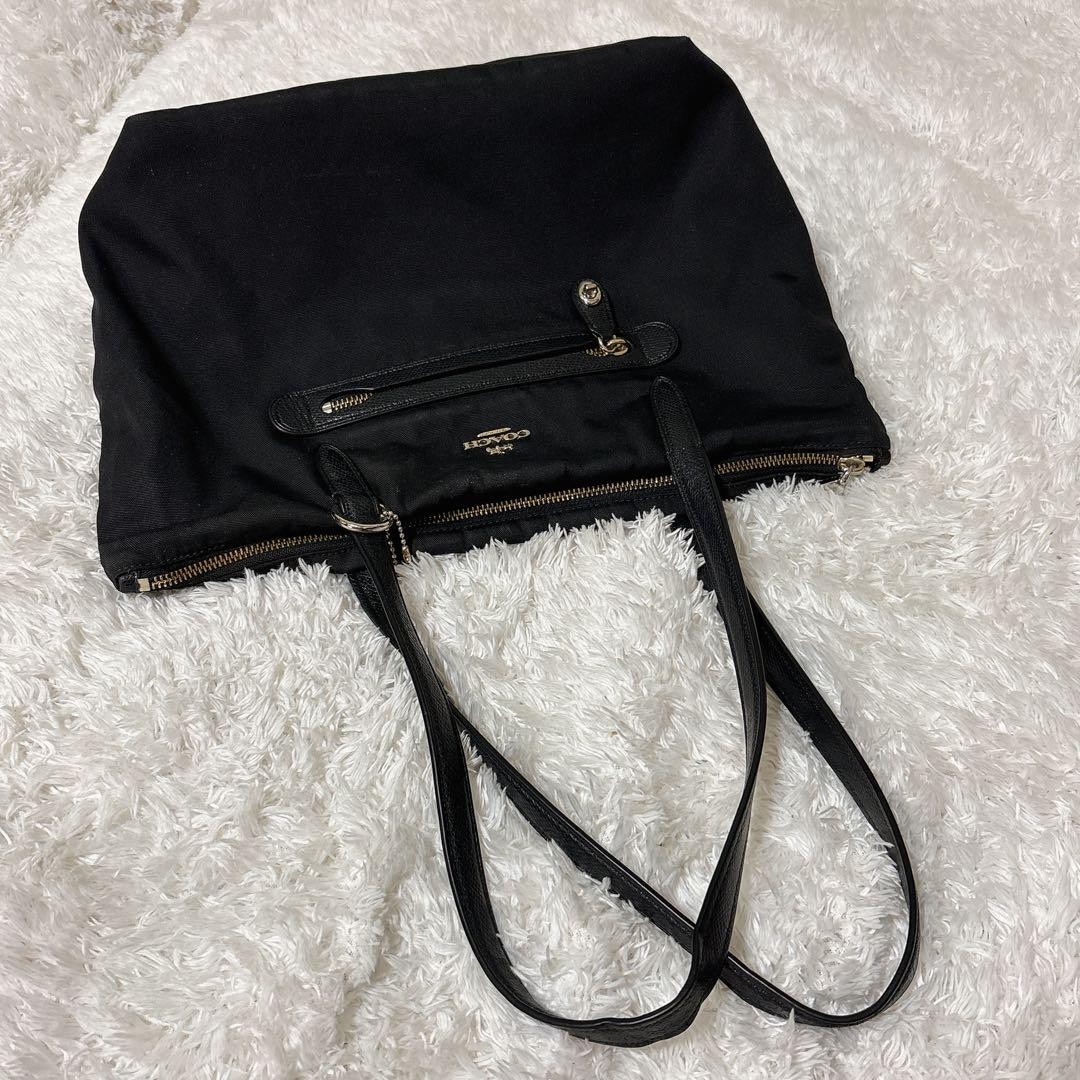 COACH Black Nylon Tote Bag A4 Shoulder Carry Commute School From Japan